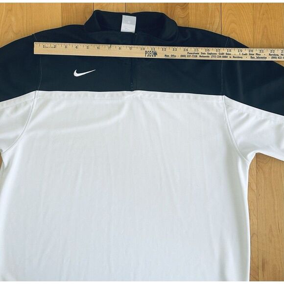 Nike Dri-Fit T-Shirt Short Sleeve Athletic White Black Large 1/4 Zip - Picture 7 of 9